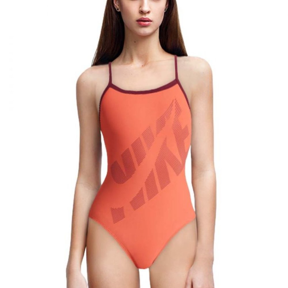 Nike Racerback Tilt Logo One-Piece Training Swimsuit Orange ( 30 / 4 )